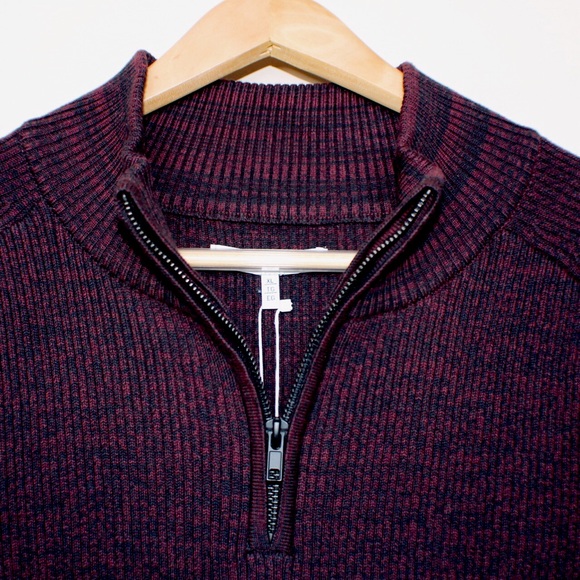 Vince Camuto Red Black Mock Neck 1/4 Zip Sweater - Picture 6 of 12